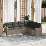 vidaXL Salon de jardin 6 Pièces avec coussins gris résine tressée