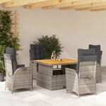 vidaXL Ensemble à manger de jardin 5 Pièces coussins gris résine tressée