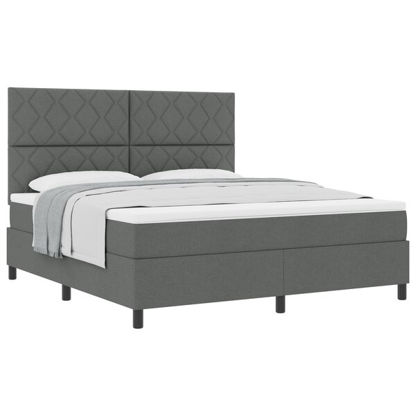 vidaXL Lit à Ressorts avec Matelas Gris Foncé Super King Tissu