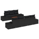vidaXL Ensemble de canapés de jardin de 8 pièces avec coussins en noir  rotin et acacia