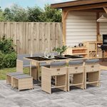 vidaXL Ensemble à manger de jardin et coussins 11 Pièces mélange beige