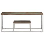 vidaXL Table basse argenté acier inoxydable/bois massif récupération