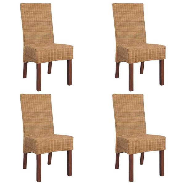 vidaXL Chaises à manger lot de 4 marron rotin naturel