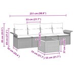 Ensemble de Canapé de Jardin de 5 pièces vidaXL avec Coussins Noir Poly Rattan Acacia