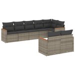 vidaXL Salon de jardin 8 Pièces avec coussins gris résine tressée