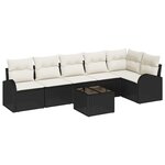 Ensemble de canapé de jardin 6 pièces avec coussins en poly rattan brun