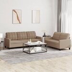 vidaXL Ensemble de canapés 2 Pièces avec coussins Cappuccino Similicuir