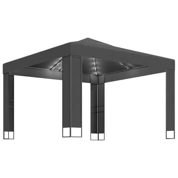 vidaXL Tonnelle avec double toit et lumières LED 3x3 m Anthracite