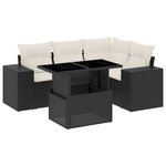 vidaXL Salon de jardin 5 Pièces avec coussins noir résine tressée