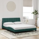 vidaXL Cadre de lit avec lumières LED vert foncé 160x200 cm velours