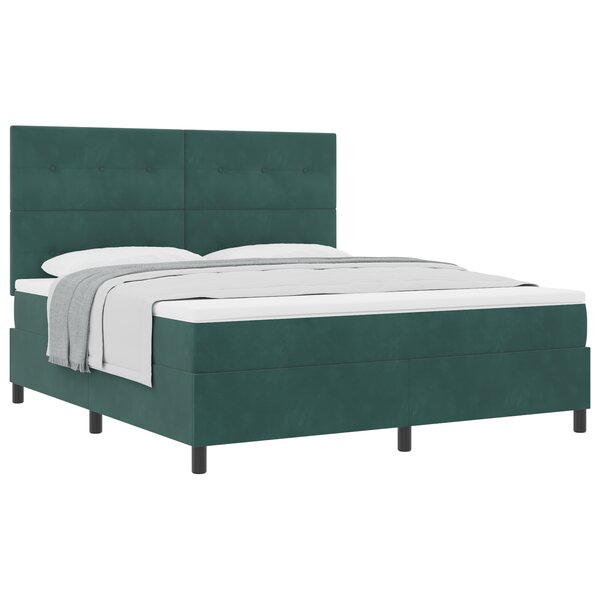 vidaXL Lit ressort avec matelas en velours vert foncé Super King