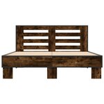 vidaXL Cadre de lit chêne fumé 135x190 cm bois d'ingénierie et métal