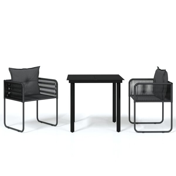 vidaXL Ensemble de salle à manger de jardin 3 Pièces Noir