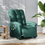 vidaXL Fauteuil de massage inclinable électrique Vert foncé Tissu
