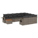vidaXL Salon de jardin 11 Pièces avec coussins gris résine tressée
