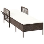 vidaXL Chaise Longue Marron et crème Rattan PE 157 x 55 x 92 cm Pliable