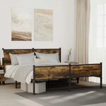 vidaXL Cadre de lit en métal sans matelas chêne fumé 160x200 cm