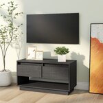 vidaXL Meuble TV Gris 74x34x40 cm Bois de pin massif