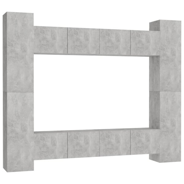 vidaXL Ensemble de meubles TV 8 Pièces Gris béton Bois d'ingénierie