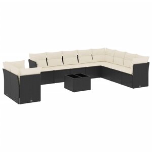 vidaXL Salon de jardin 11 Pièces avec coussins noir résine tressée
