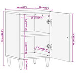 vidaXL Armoire de salle de bain 38x33x58 cm bois massif de manguier