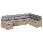 Canapé de jardin 8 pièces avec coussins Beige Poly Rattan