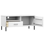 vidaXL Meuble TV avec pieds en métal Blanc Bois de pin massif OSLO