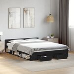 vidaXL Cadre de lit avec tiroirs sans matelas noir 140x200 cm