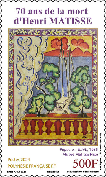 Timbre Polynésie Française - 70 ans de la mort d'Henri Matisse