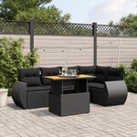 vidaXL Salon de jardin 6 Pièces avec coussins noir résine tressée