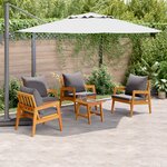 Ensemble Bistro 5 pièces avec coussins en bois d'acacia