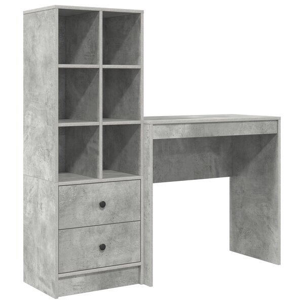 vidaXL Bureau avec rangement en bois d'ingénierie gris béton