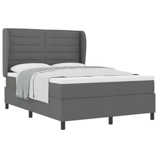 vidaXL Lit à ressorts avec matelas Gris foncé 140x190 cm Tissu