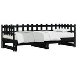 vidaXL Lit coulissant Noir 2x(80x200) cm Bois de pin massif