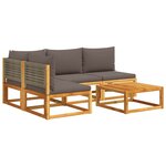 vidaXL Salon de jardin avec coussins 5 Pièces Bois d'acacia solide