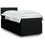 vidaXL Sommier à lattes de lit avec matelas Noir 90x190 cm Tissu