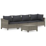 vidaXL Salon de jardin 5 Pièces avec coussins Gris Résine tressée