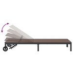 Chaise longue vidaXL avec roues en poly rattan marron