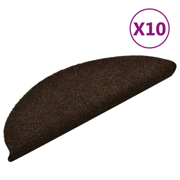 vidaXL Tapis autoadhésifs de marches 10Pièces Marron 56x17x3cm Aiguilleté