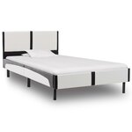 vidaXL Cadre de lit Blanc et noir Similicuir 90x200 cm