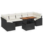 vidaXL Ensemble de salle à manger en 8 pièces avec coussins Noir Poly Rotin Acacia