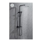 Colonne de douche OCEANIC - Mitigeur thermostatique - Pomme haute carrée 30x30 cm - Noir mat