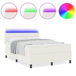 vidaXL Lit à sommier avec Matelas & LED Crème 160x200 cm Tissu en velours côtelé