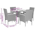 vidaXL Ensemble à manger de jardin et coussins 5 Pièces beige rotin verre