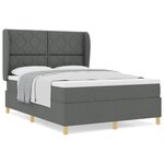 Lit Box Spring avec Matelas Gris Foncé 160x200 cm Tissu