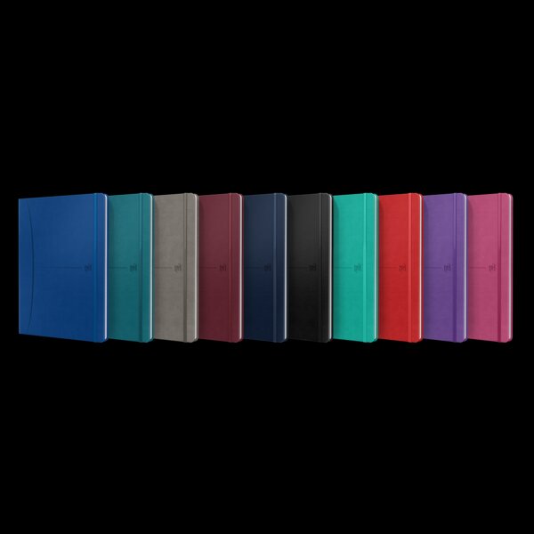 LOT de 10 Oxford Signature Cahier Cousu Couverture Extra Rigide B5 - 1 Ligne - 80 Feuilles - Couleurs Assorties