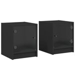 vidaXL Tables de chevet avec portes en verre 2 Pièces noir 35x37x42 cm