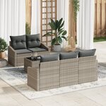 vidaXL Ensemble de Canapé de Jardin 6 Pièces avec Coussins Gris Clair en Rotin