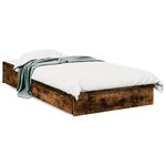 vidaXL Cadre de lit et tiroirs chêne fumé 75x190 cm bois d'ingénierie