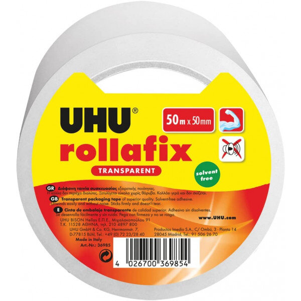 Ruban adhésif d'emballage rollafix uhu 50 m x 50 mm